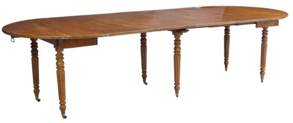 Appraisal: French fruitwood extension dining table late th c having oval