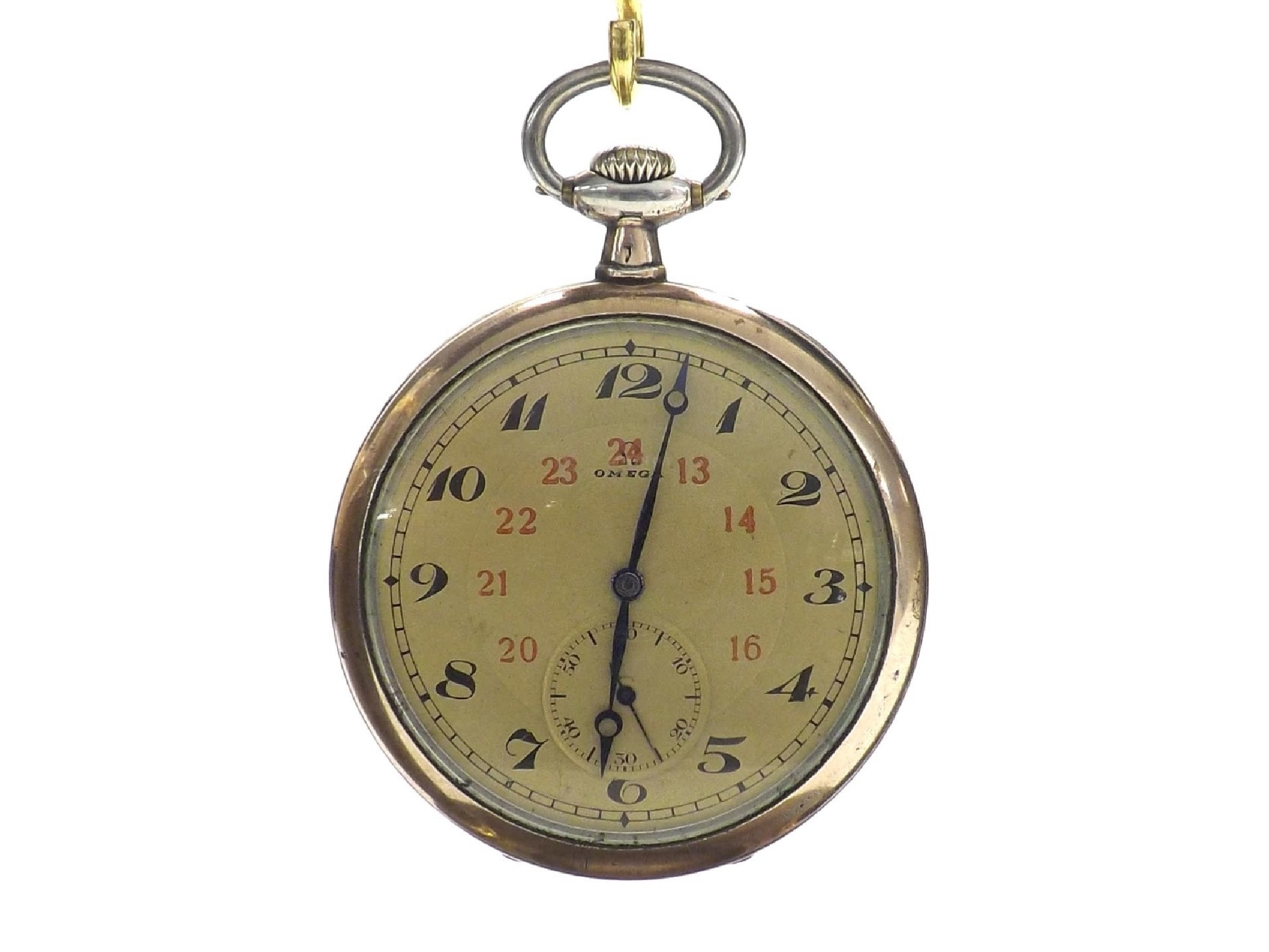 Appraisal: Omega white metal lever pocket watch movement no gilt dial