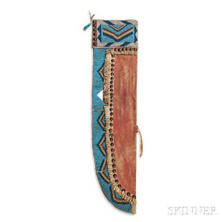 Appraisal: Very Large Northern Plains Beaded Hide Knife Sheath c s