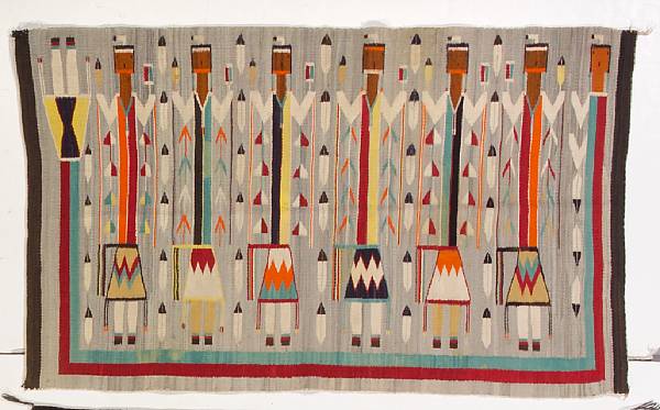 Appraisal: A Navajo Yei rug Depicting six Yei figures and a