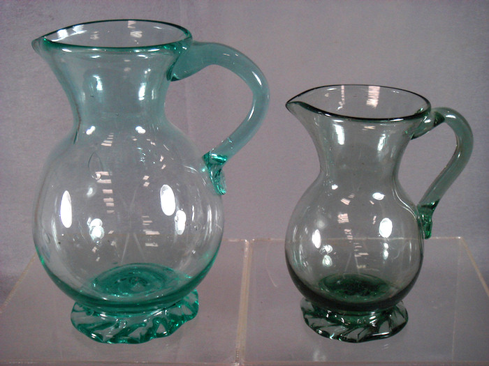 Appraisal: blown glass baluster aquamarine pitchers lily pad bottoms h h