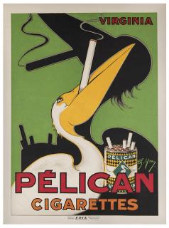 Appraisal: Charles Yray Pelican Cigarettes Paris Edia ca A big-billed bird