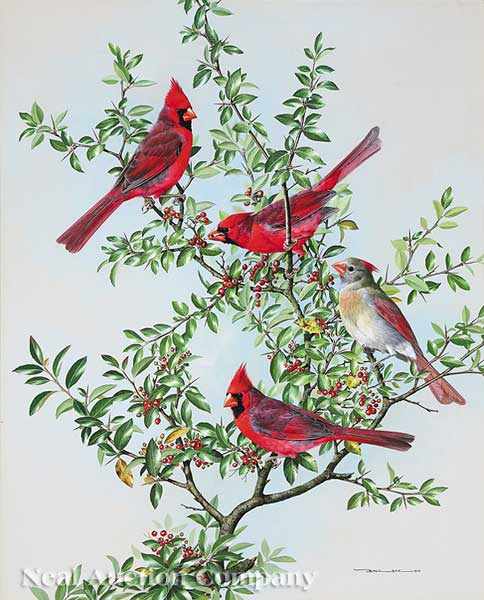 Appraisal: Basil Ede English b Cardinals watercolor on paper signed and