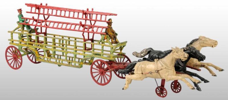 Appraisal: Cast Iron Horse-Drawn Ladder Toy Description Pulled by three horse