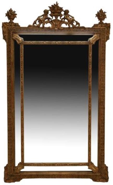 Appraisal: French Louis XV style giltwood mirror th c with figural