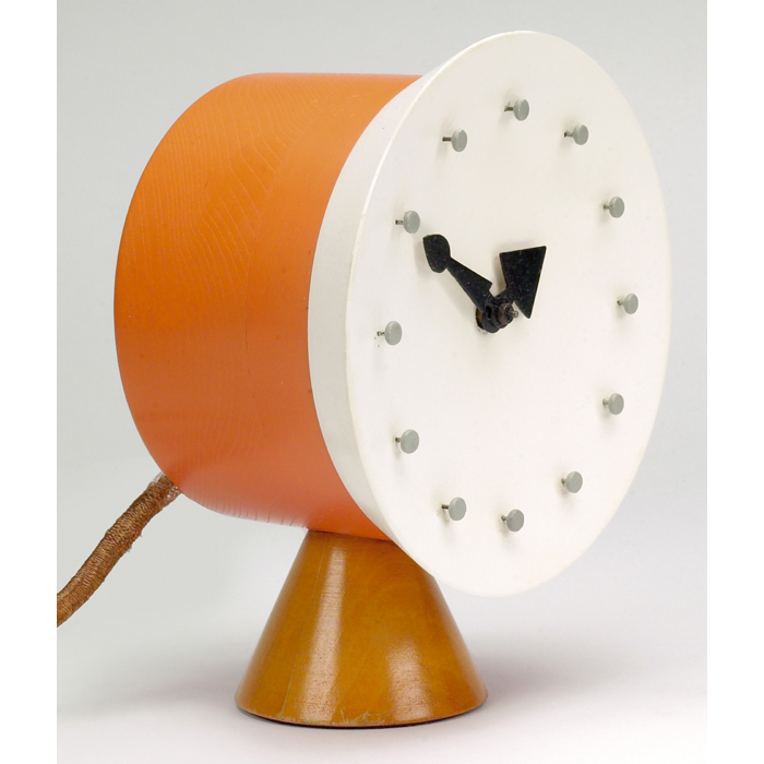 Appraisal: Nelson table clock orange and white body cone base