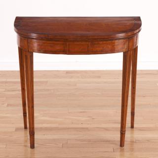 Appraisal: Regency style inlaid mahogany card table Regency style inlaid mahogany