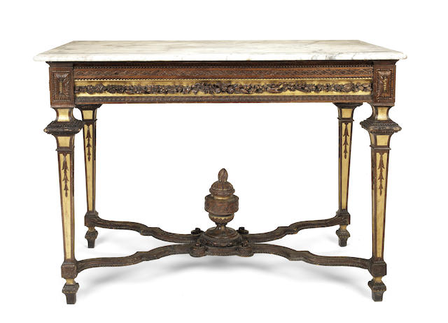 Appraisal: A late th century carved giltwood centre table the moulded