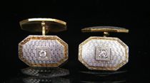 Appraisal: Pair of Antique Cuff Links Kt yellow and white gold