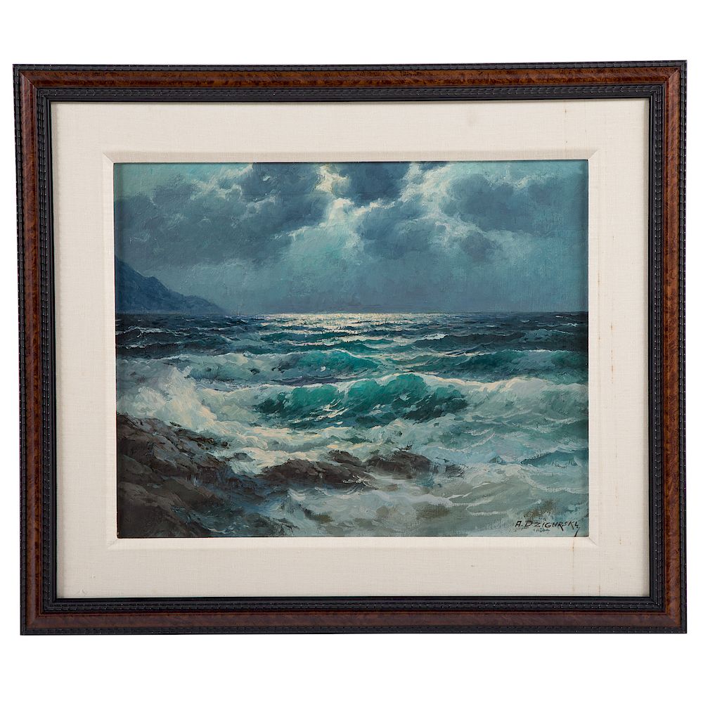 Appraisal: Alexander Dzigurski Evening Seascape American - Oil on canvas signed