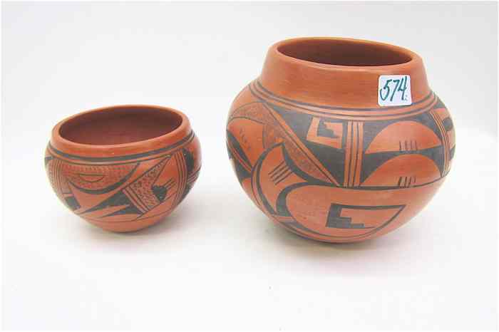 Appraisal: TWO HOPI PUEBLO INDIAN POTS the first signed Laura Tomasie