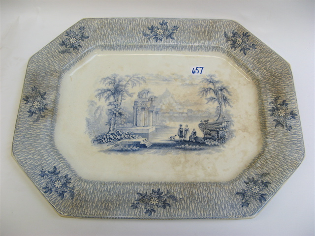 Appraisal: ENGLISH VICTORIAN TRANSFERWARE PLATTER c printed in blue on white