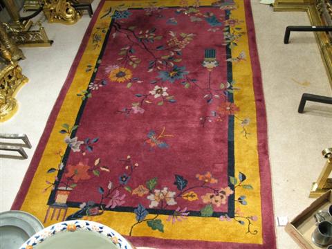 Appraisal: CHINESE NICHOLS CARPET Plum ground - w d in Provenance