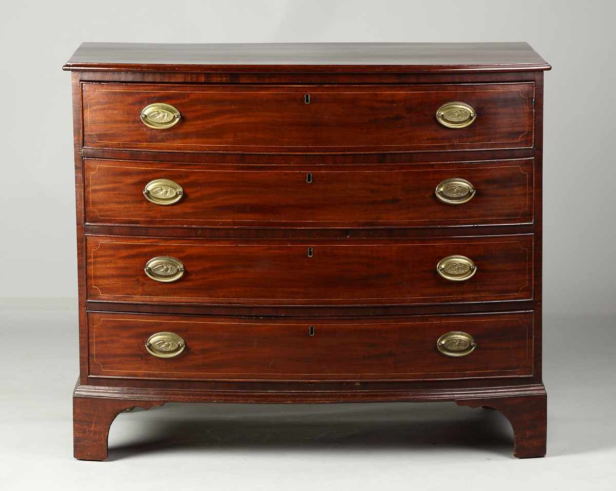 Appraisal: Chippendale Drawer Mahogany Bow Front Chest C Condition Nice old