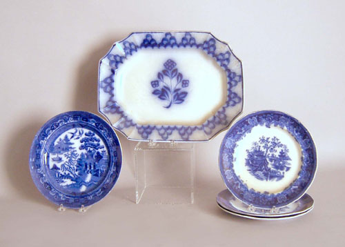 Appraisal: Flow blue platter l w together with plates dia