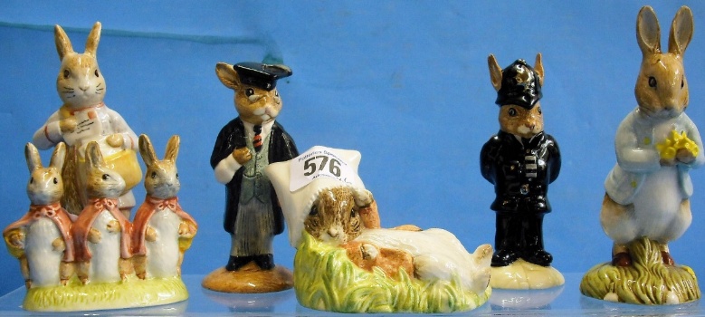 Appraisal: Royal Albert Beatrix Potter Figures Flopsy Mopsy and Cottontail Benjamin