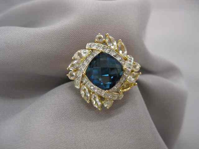 Appraisal: Diamond Blue Topaz White Sapphire Ring a deep London blue