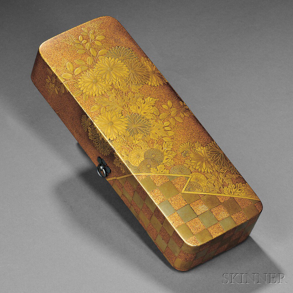 Appraisal: Lacquer Document Box Japan late th century the top decorated