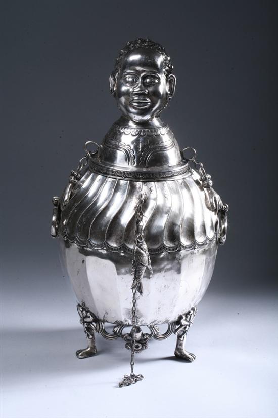 Appraisal: UNUSUAL ASSEMBLED SILVER AND SILVER PLATED FIGURAL BOWL AND COVER