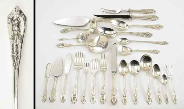 Appraisal: PIECE WALLACE STERLING FLATWARE CASE The flatware in the ''Rose