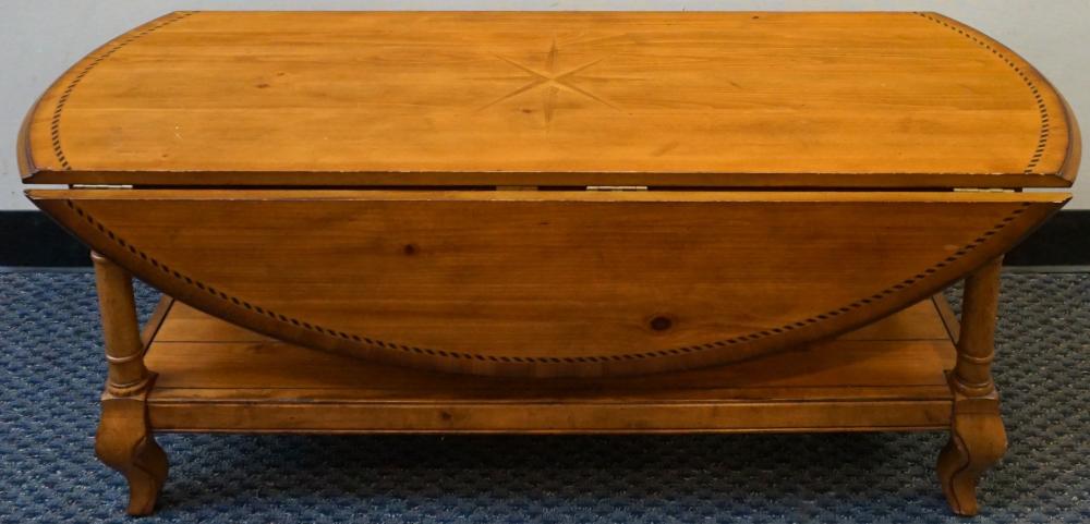 Appraisal: Continental Style Inlaid Fruitwood Drop-Leaf Coffee Table x x in