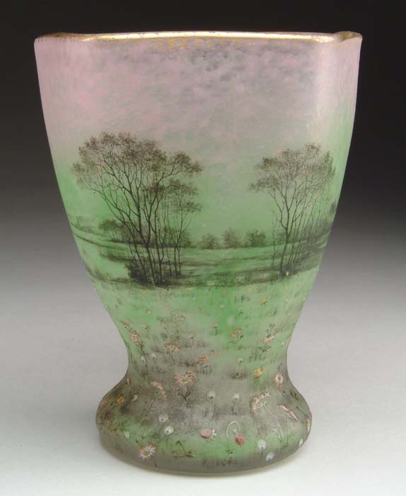 Appraisal: DAUM NANCY PRAIRIE VASE Wonderful large prairie vase has slightly