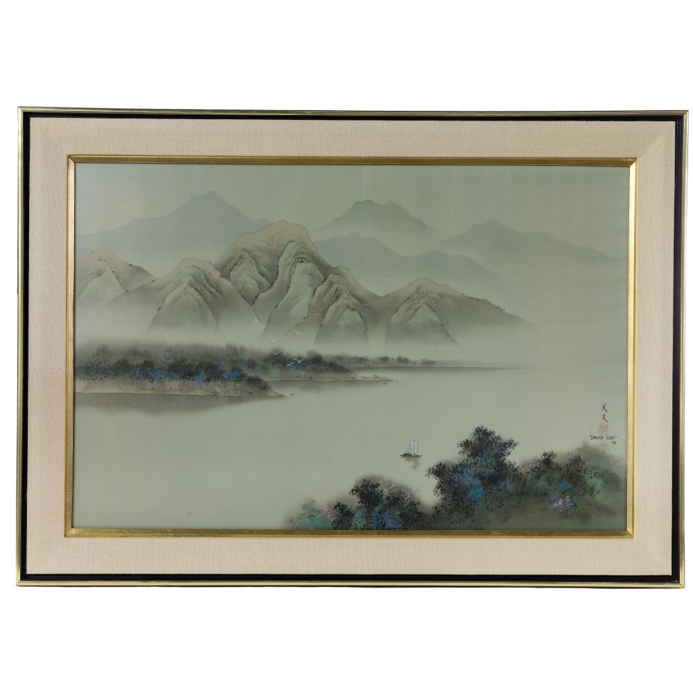 Appraisal: DAVID LEE CHINESE B OIL ON SILK signed and dated