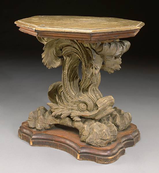 Appraisal: An Italian Rococo polychrome decorated walnut table mid th century