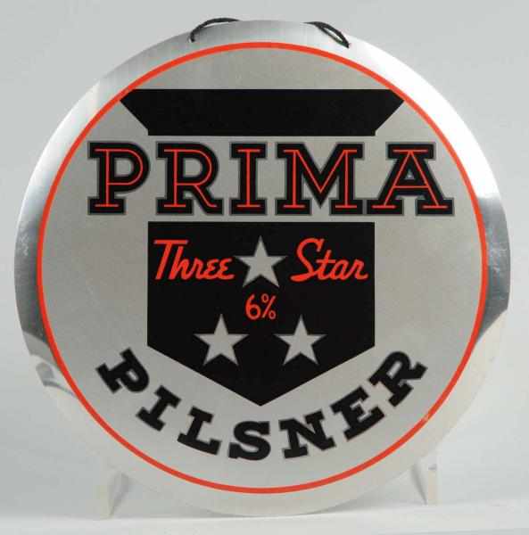 Appraisal: Prima Three Star Pilsner Aluminum Leyse Sign Nice bright example