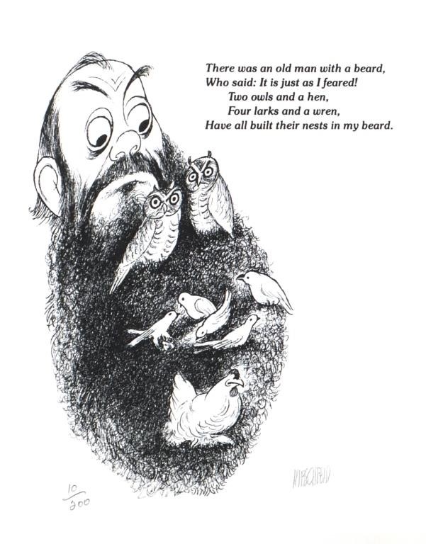 Appraisal: Lithograph of Edward Lear with an accompanying limerick Artwork by