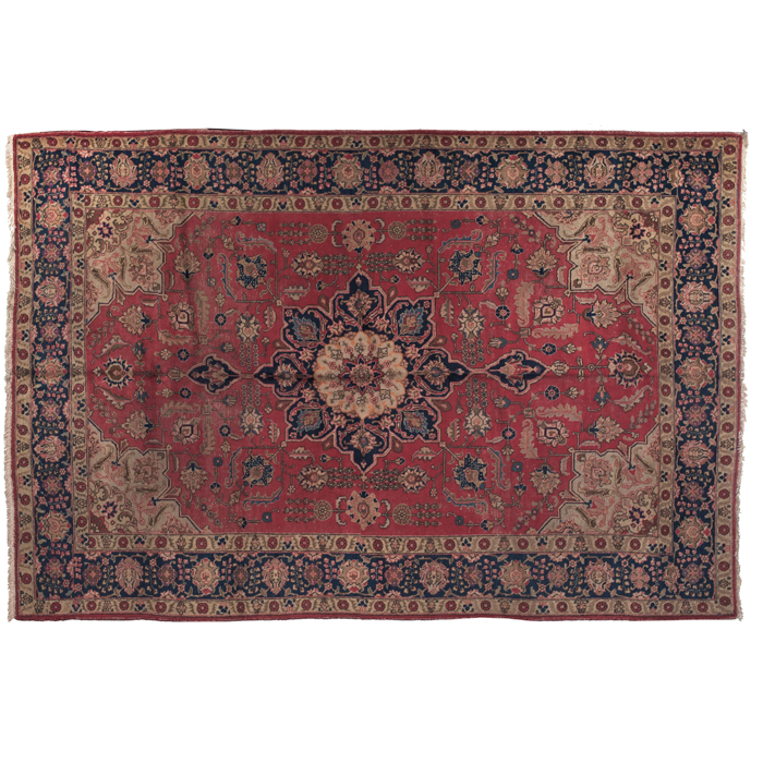 Appraisal: Persian Tabriz rug c floral design on a red field