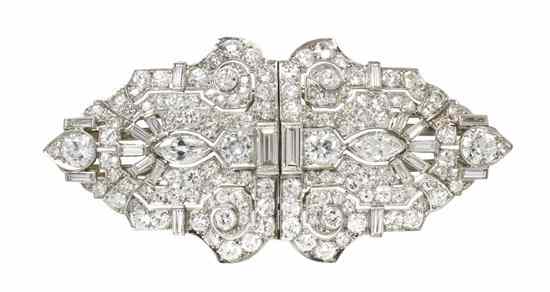 Appraisal: A Pair of Art Deco Platinum and Diamond Dress Clips