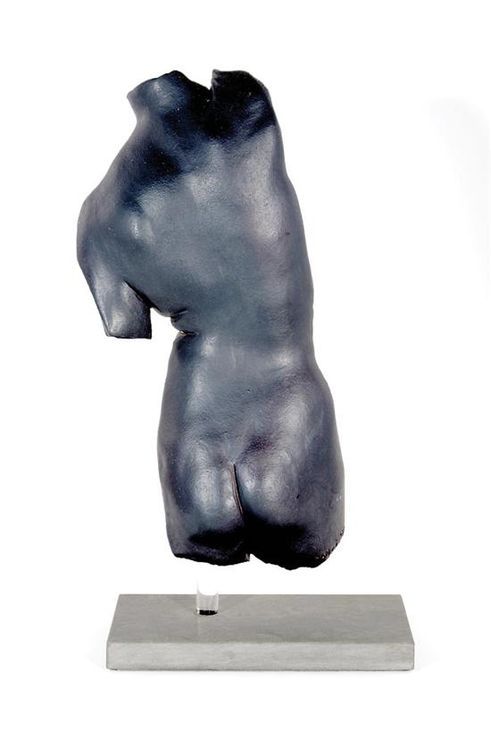 Appraisal: Ceramic nude torso sculpture glazed pottery torso on case base