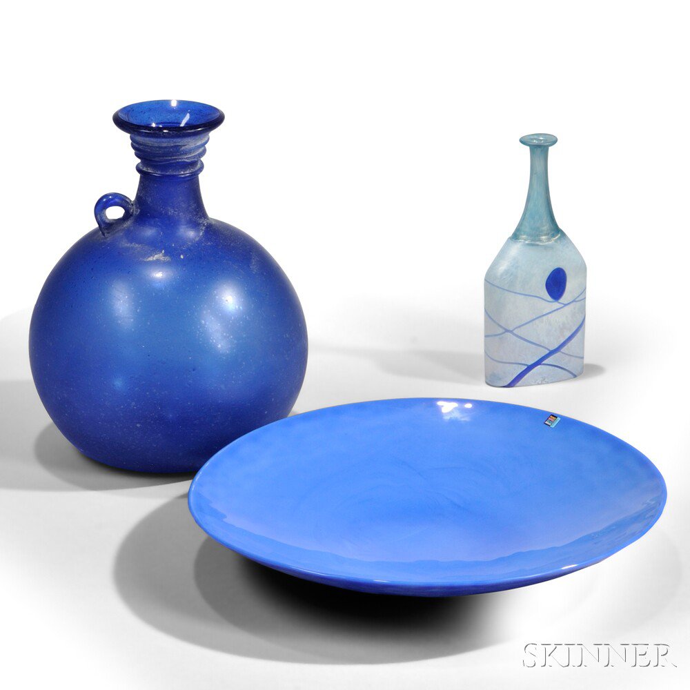 Appraisal: Eva Englund Glass Charger for Pukeberg and Two Vases Art