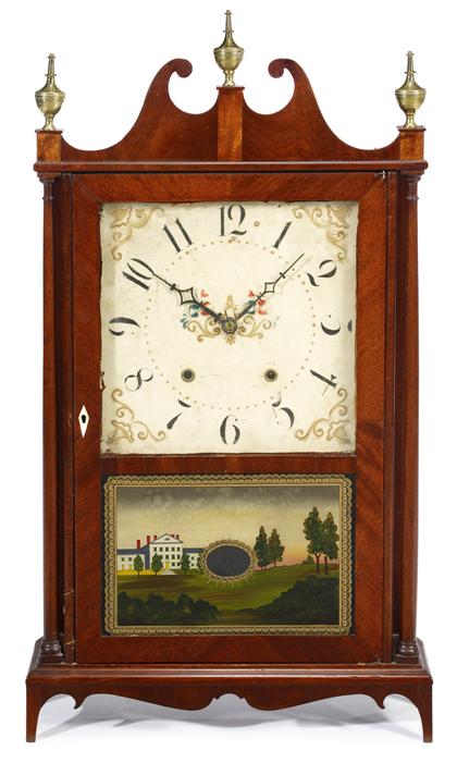 Appraisal: Mahogany pillar and scroll shelf clock eli terry and eli