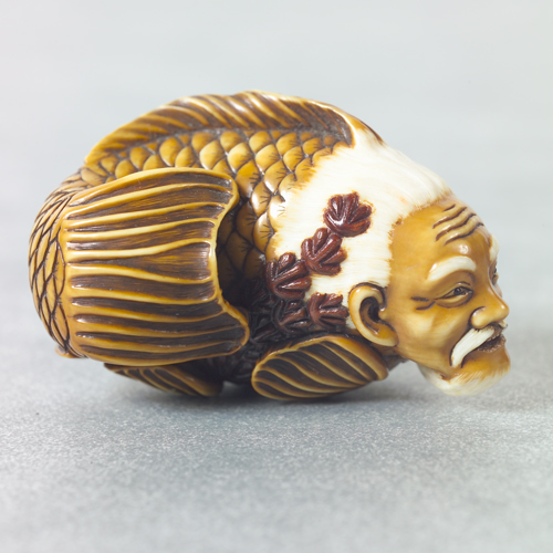 Appraisal: Hidefumi Japan contemporary Netsuke sculpture of a ningyo merman its