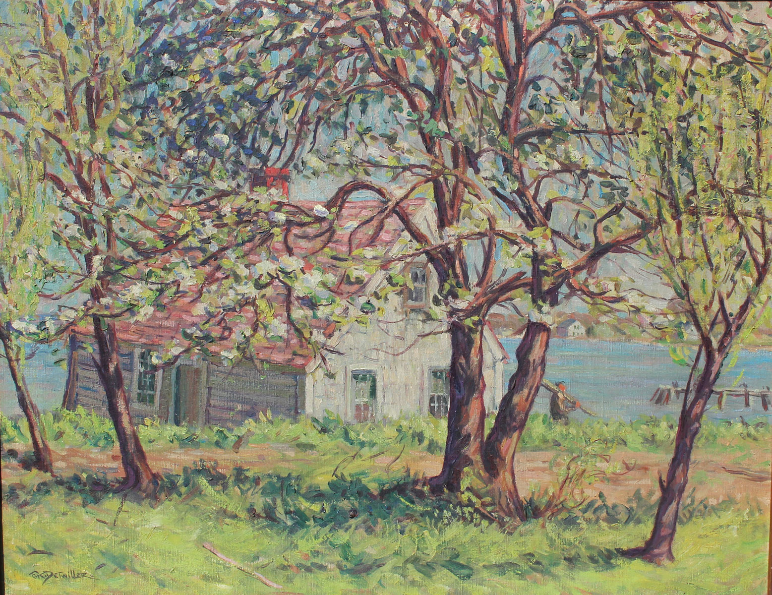 Appraisal: DETWILLER Frederick American - ''Blossom Time in Noank'' Oil Canvas