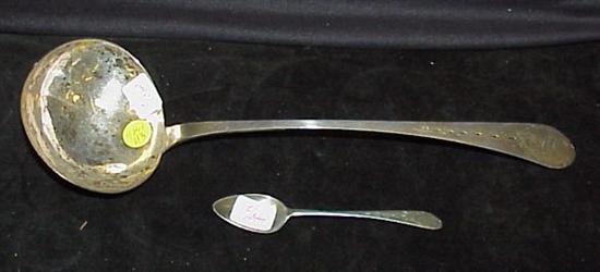 Appraisal: American silver Federal punch ladle and small matching spoon c