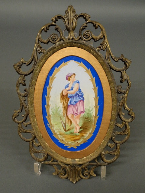 Appraisal: Italian plaque painted on porcelain of a figure and mounted