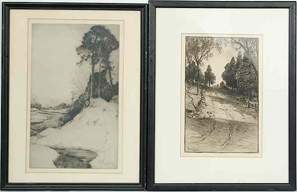 Appraisal: A Pair of American Etchings by Listed Artists First by