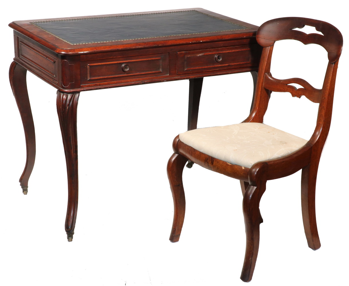 Appraisal: SMALL VICTORIAN LEATHER TOP PARTNER'S DESK IN FRENCH STYLE WITH