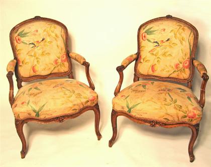 Appraisal: Pair of Louis XV carved beechwood fauteuils a la reine