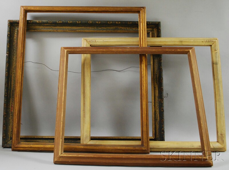 Appraisal: Four Assorted Wooden Frames a painted carved wood and three