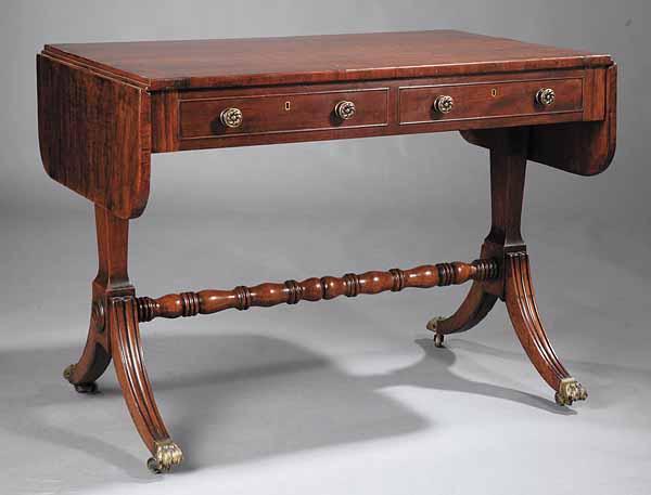 Appraisal: A Regency Mahogany Sofa Table early th c the top