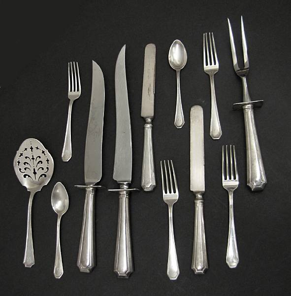 Appraisal: A group of sterling flatware Comprising Queen Anne plain monogrammed