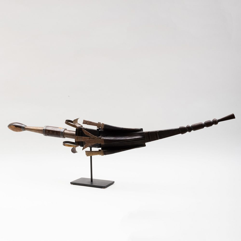 Appraisal: Persian Sword and Sheath on Stand With multiple blades raised