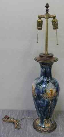 Appraisal: Large Art Nouveau Pottery Lamp Not taken apart but most