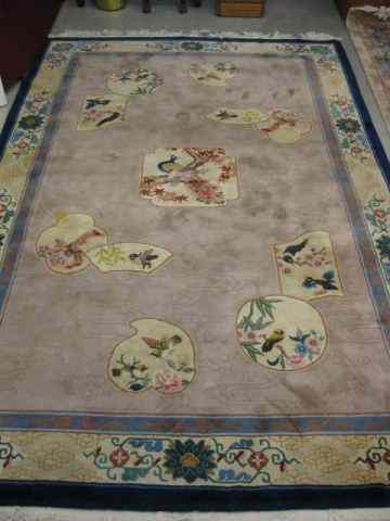 Appraisal: Chinese Sculptured Wool Rug various medallions with different birds light