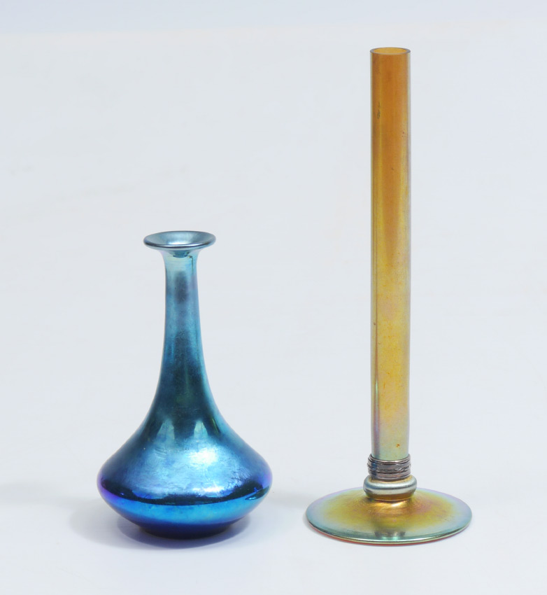 Appraisal: STEUBEN AURENE SMALL VASES pieces total to include Gold stick