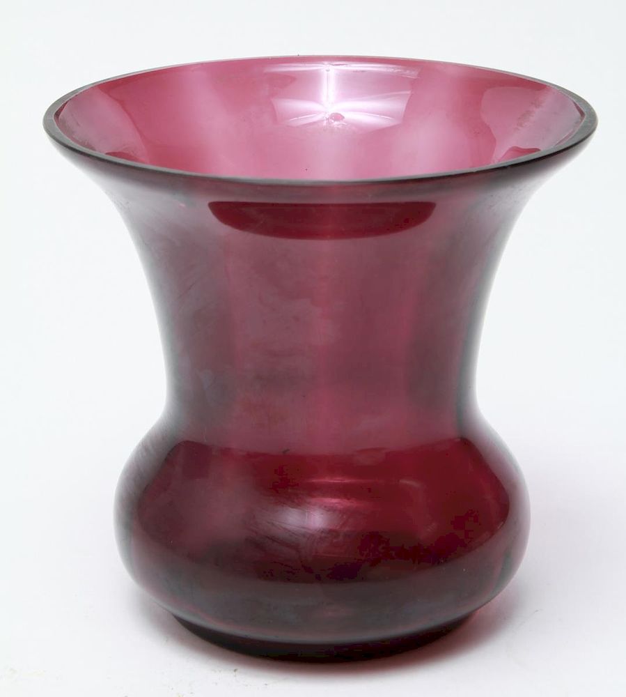 Appraisal: Czechoslovakian Amethyst Glass Vase Czechoslovakian amethyst glass vase with flared